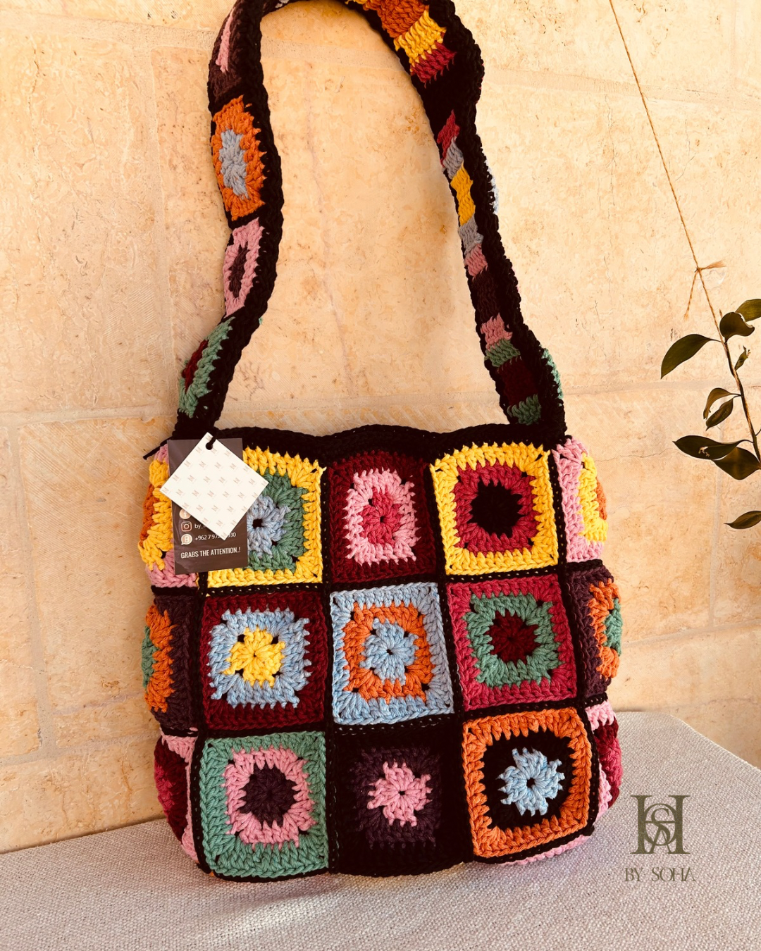 حقيبة بمربعات الجراني Granny square bag - الصورة 9