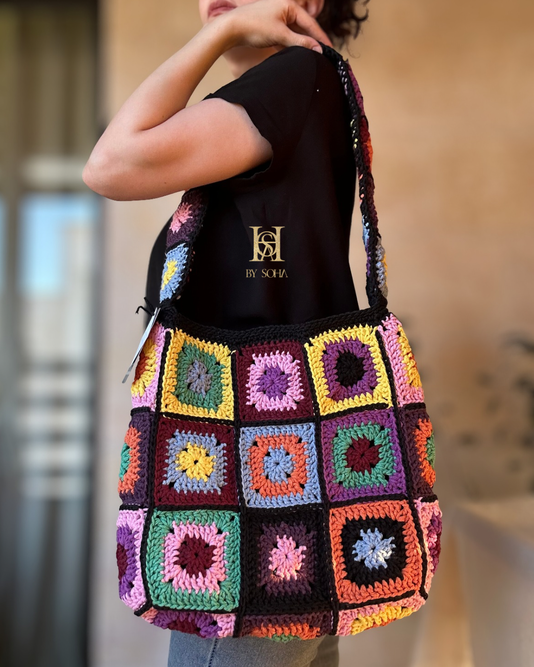 حقيبة بمربعات الجراني Granny square bag - الصورة 5