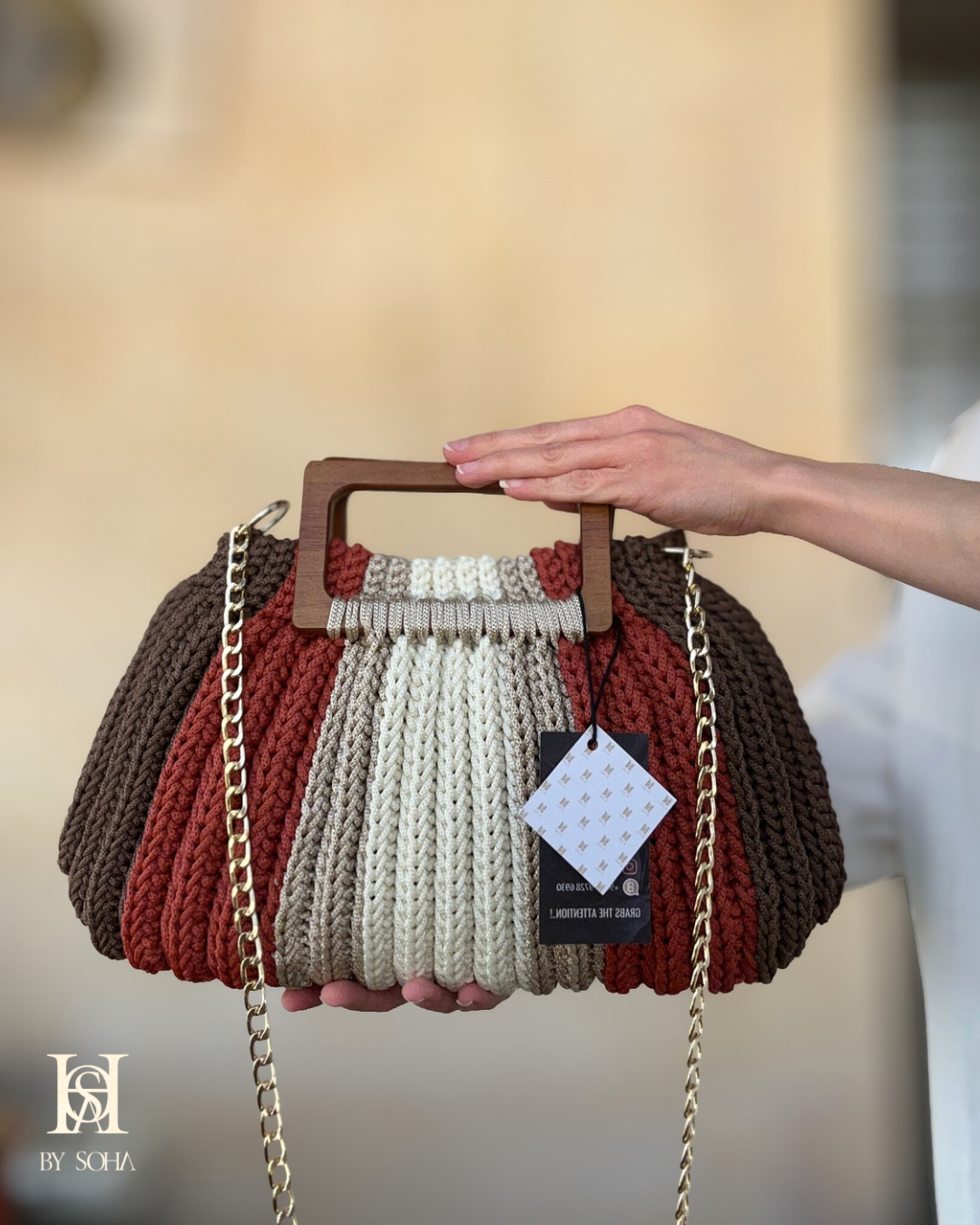 حقيبة يد مع مقبض خشبي انيق - الصورة 9